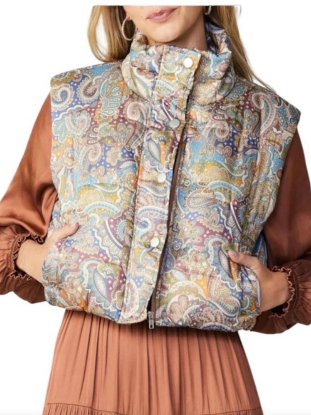 Current Air Paisley Quilted Puffer Vest - Multicolor (NWT)